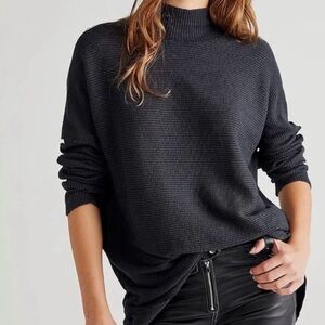 We The Free | Charcoal Black Casey Rib Tunic Sweater